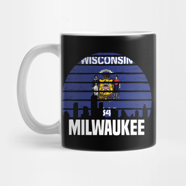 Milwaukee Wisconsin WI Group City Silhouette Flag by jkshirts